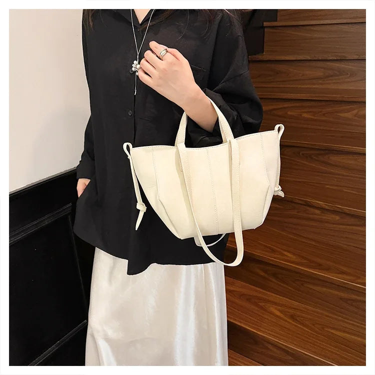 Light Luxury Solid PU Hasp Shoulder Bag for Women Commuting Frosted Leather Handbag 2026 Hot Sale Large Capacity Niche Tote Bags