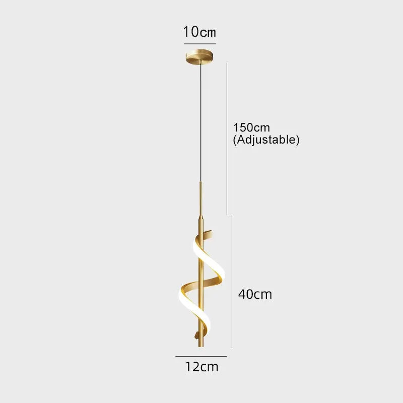 Minimalist Spiral Acrylic Wall Lamp – Black/Gold, 12W