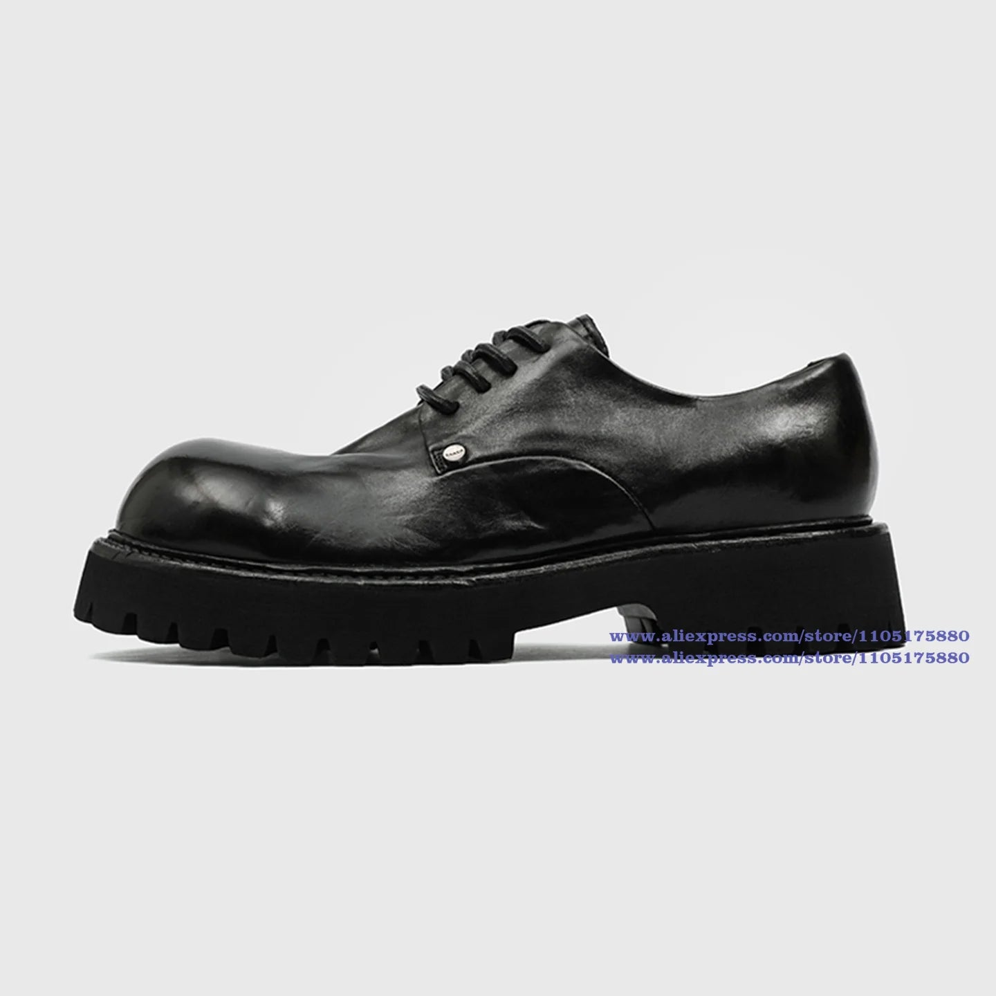 RIVET KING - Men's Thick-Sole Rivet Derby Shoes - Height-Increase Big Round Toe Luxury Casual Leather Shoes