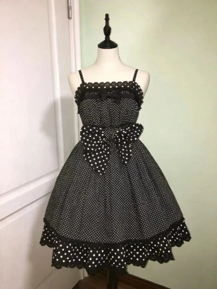 Gothic Retro Sweet Bud Mini Dress Women Harajuku Y2k Strap Dress Y2K Aesthetic Club Party Fashion Outfits