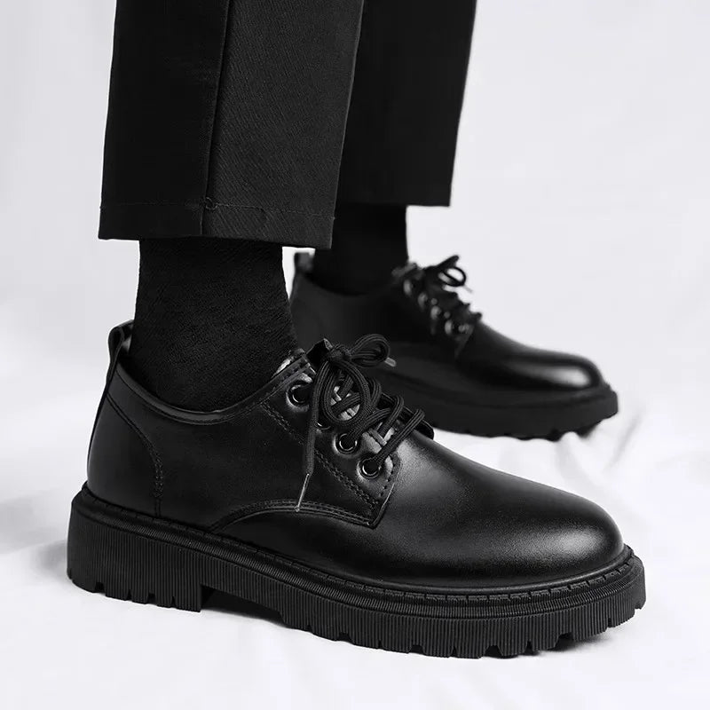Men's Black Lace-Up Height Increasing Business Shoes - Casual PU EU 39-44