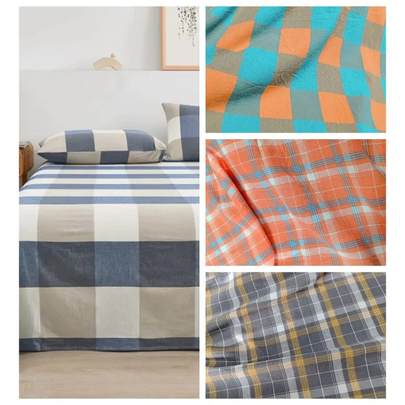 WASHED COTTON PLAID FABRIC - 100% Cotton, 270g/m - Soft Rooms