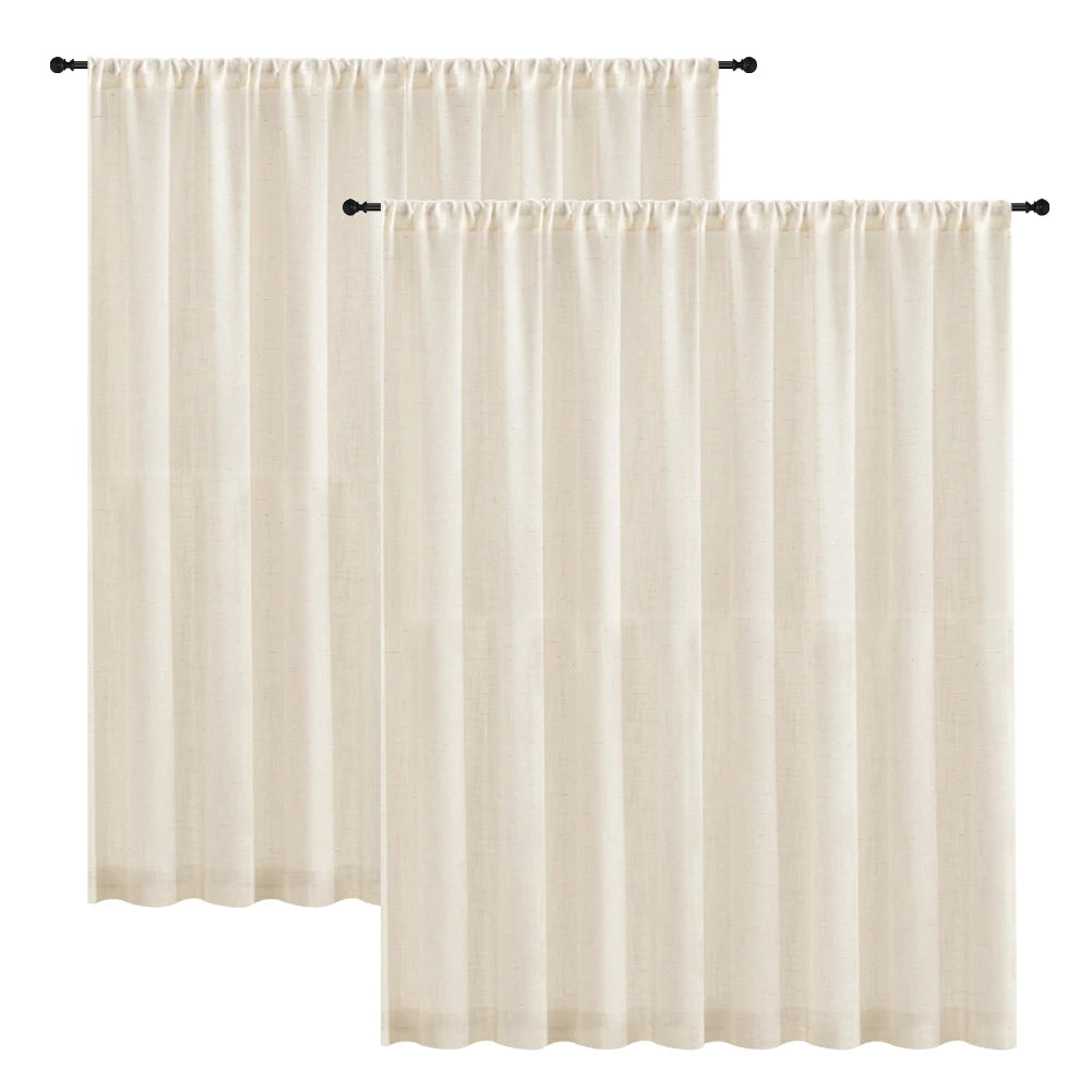 NATURAL LINEN SHEER CURTAINS - 65gsm, Rod Pocket, 5 Sizes - Soft Light