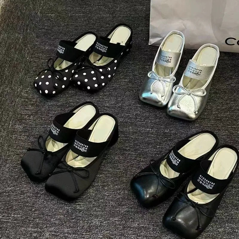 Women's Shoes 2026 Spring New Retro Block Heel Baotou Drag Mary Jane Shoes Slippers