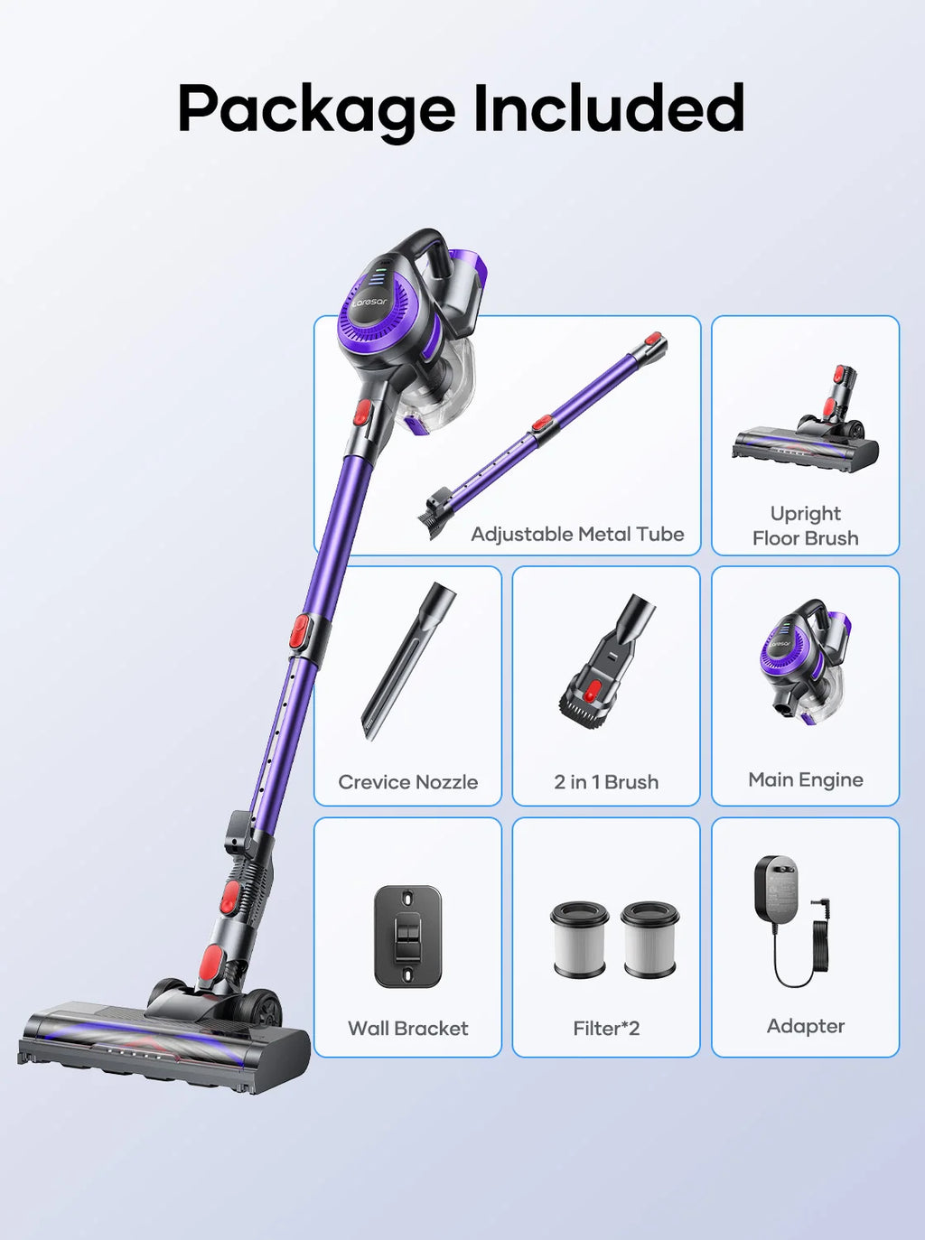 Laresar V10 Lite Cordless Vacuum Cleaner – 38000Pa Strong Suction, 45 Min Runtime