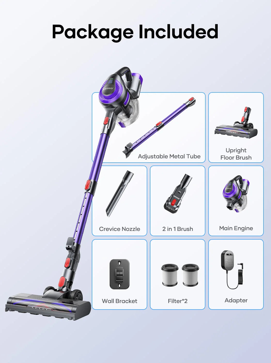 Laresar V10 Lite Cordless Vacuum Cleaner – 38000Pa Strong Suction, 45 Min Runtime