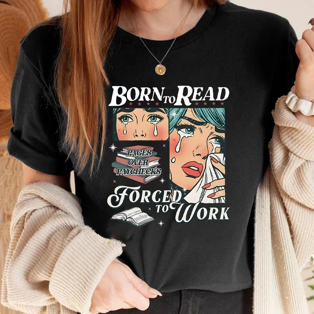 Retro Born To Read Bookish T Shirt Funny Reader Book Addict Shirts Spicy Books Short Sleeves Tops Bookish Tee Book Lover Gift