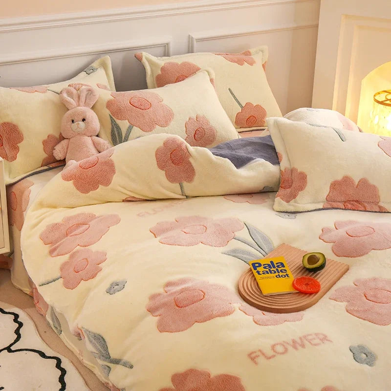 COZY FLANNEL - Thick Fleece Duvet Cover - Double-Sided Velvet, Winter Warmth