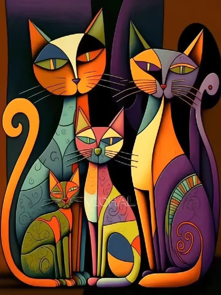 Colorful Cat Canvas Print - Frameless Rainbow - Playful Pop