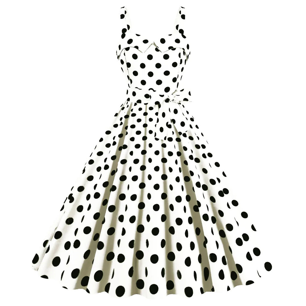 Vintage Classical Polo Dot Printed Dress Women's Sexy Sling Strap Wrap Chest Dress Valentine's Day Streetwear Spring Summer