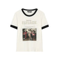 ELFSACK Women's Vintage Ringer T-Shirt with Photo Graphic Print, Retro Contrast Tee for Summer, Chic Aesthetic Short Sleeve Top