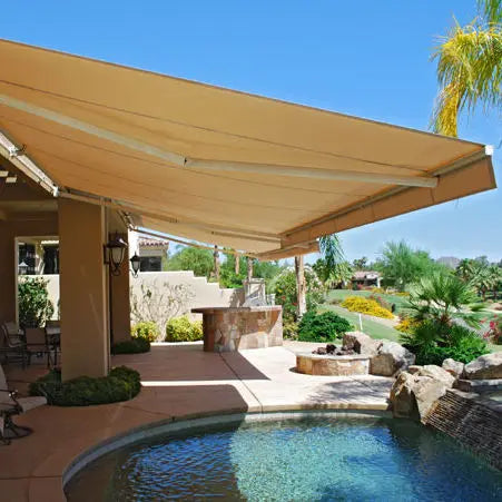ELECTRIC AWNING - Custom Size & Color, UV-Resistant Acrylic - Outdoor Shade