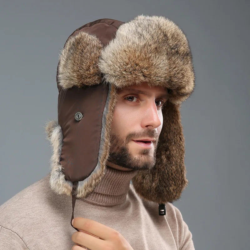 TUNDRA - Real Rabbit Fur Bomber Hat - Unisex, 9 Colors, Sizes 55–62cm