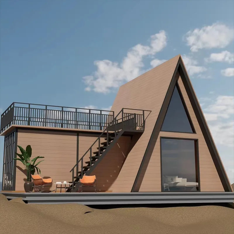 A-Frame Hideout 35 - Modular Triangle Cabin with Loft & Fireplace