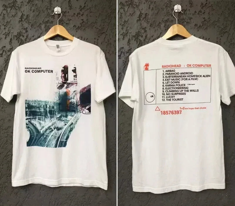 NEW! Radiohead Ok Computer Vintage Album T-Shirt Graphic Short Sleeve Shirt Unisex Men Women Summer