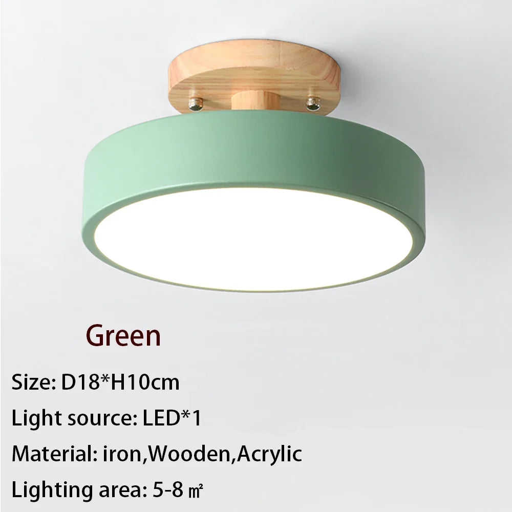 Macaron Wood Ceiling Light – 6 Colors, 1–7 Heads