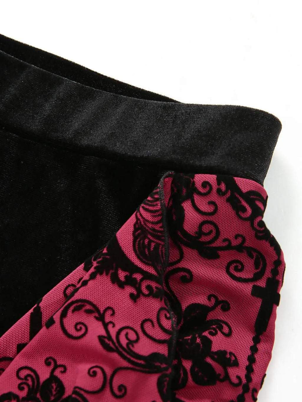S-3XL Gothic Women Flare Pants Flower Cross Flocking Ruffles Patchwork Velvet Bottoms 2026 New Full Trousers