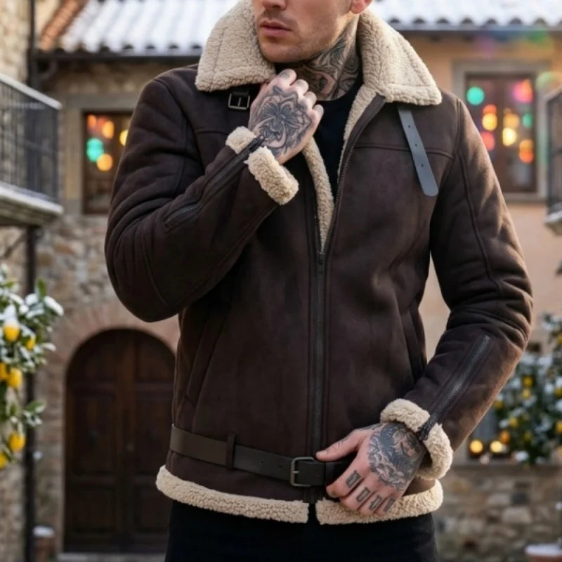 SUEDE FLEECE - Men's Faux Suede Fleece-Lined Winter Jacket - 2 Colors, S–5XL