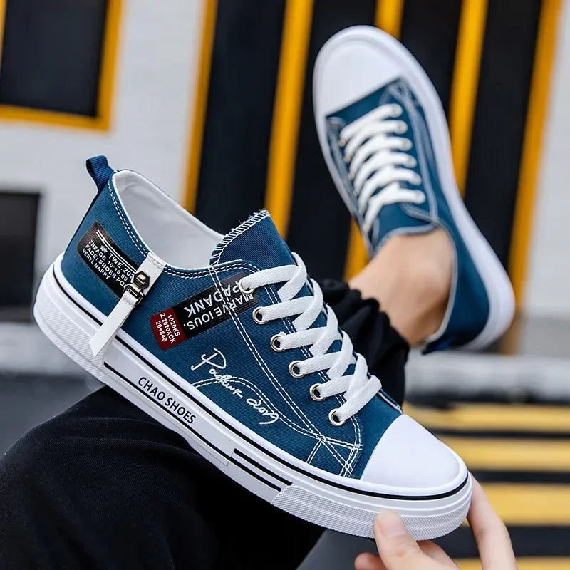 Men's Canvas Low-Top Sneakers - Breathable Casual Outdoor Tennis Shoes