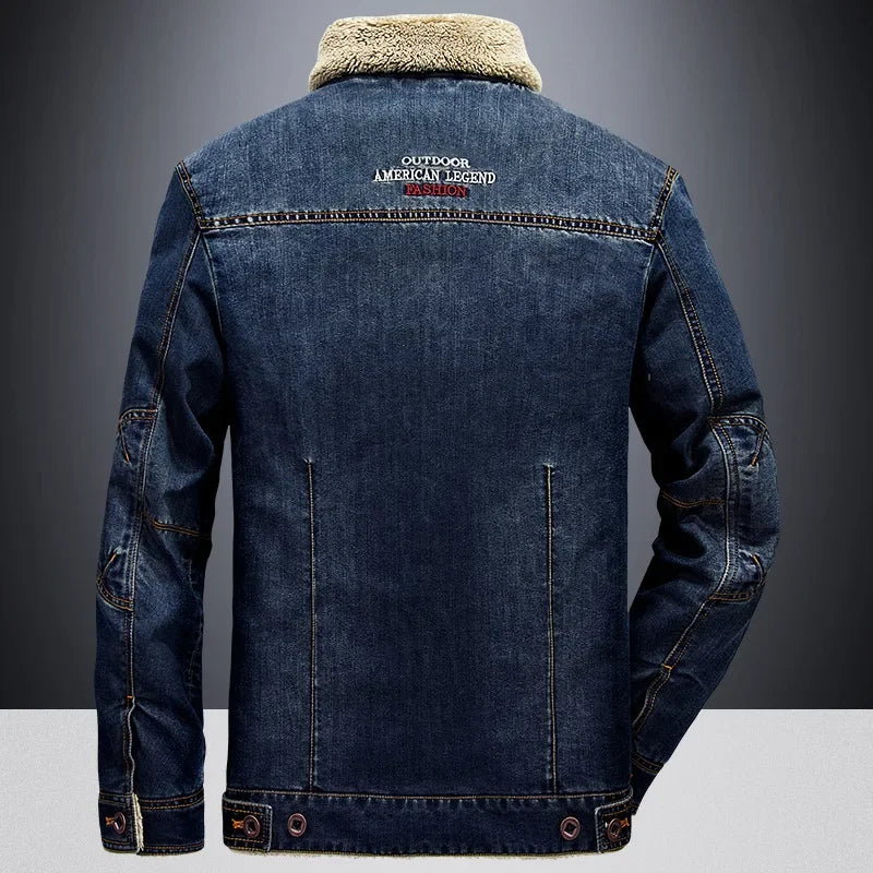FROST DENIM - Men's Fleece-Lined Denim Trucker Jacket - 2 Colors, M–8XL