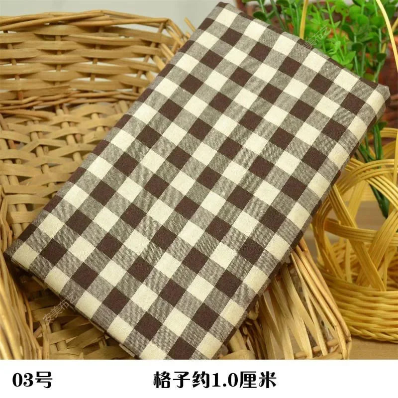 YARN-DYED COTTON PLAID FABRIC - Combed Weave, 145cm Wide - Warm Textures