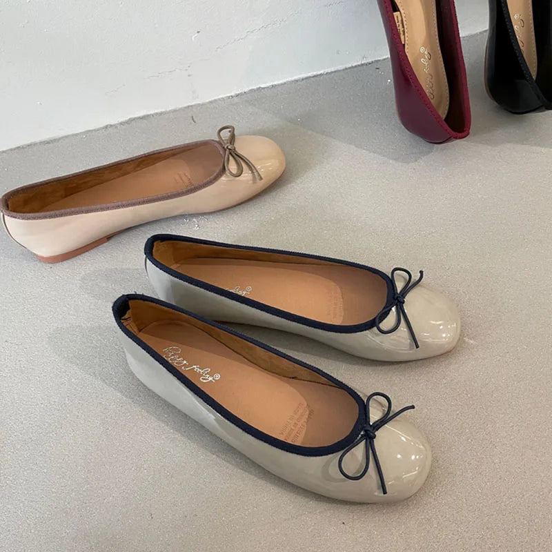 Shallow Women's Soft Round Toe Flats, Slides Footwear, Fashion Butterfly-Knot Women's Ballet Flats, Dance Shoes