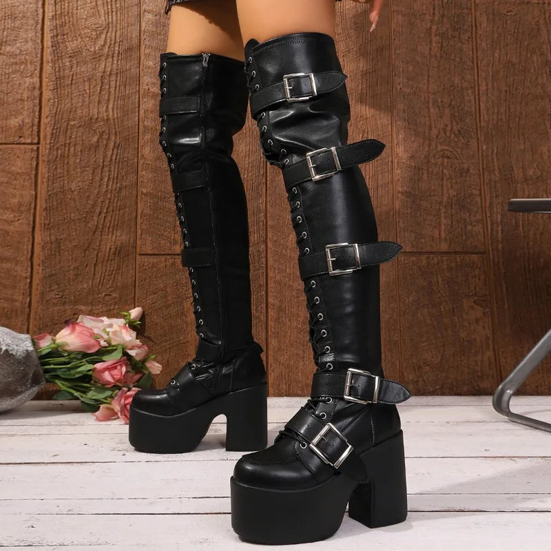 Over-the-Knee Slip-On Boots – Square Heel Skinny
