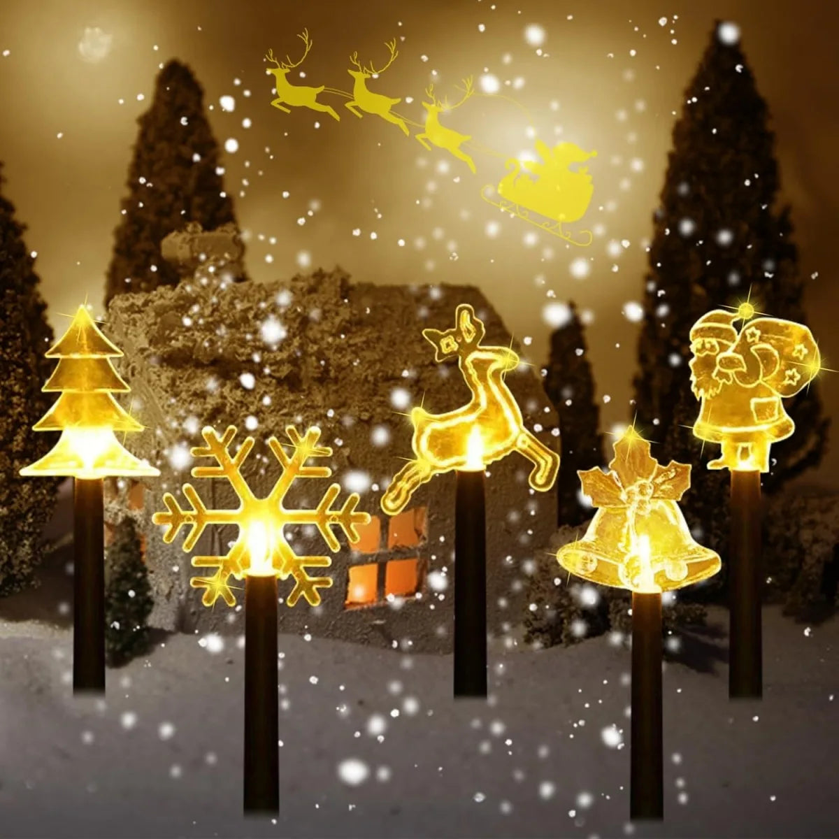 Solar Christmas Stake Lights - 5 Pieces - Eight Modes