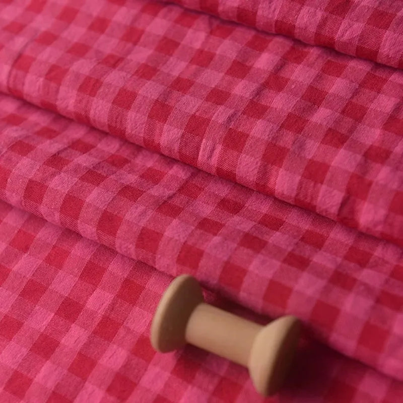 Bubble Plaid Fabric By The Meter for Dress Shirt Children's Clothes Bedding Diy Sewing Cloth Breathable Soft Comfortable Textile