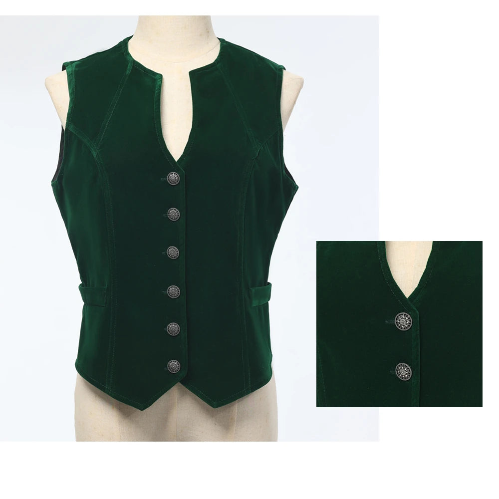 Vintage Velvet Vest for Women V Neck Cropped Sleeveless Casual Tops Regular Fitted Jacket Waistcoat