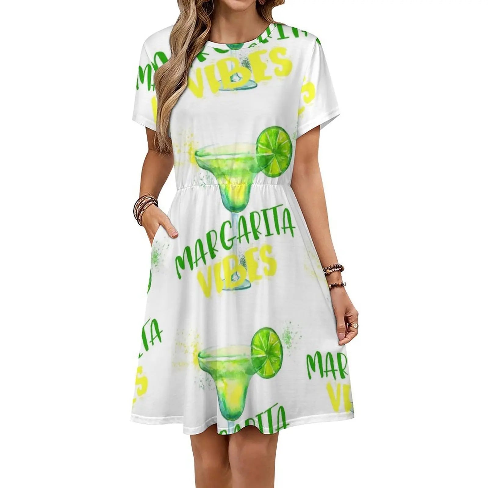 Margarita Vibes Women's Elegant Party Dress A-Line Dress With Short/Long/Sleeveless Options Margarita Tequila Cocktail Drink
