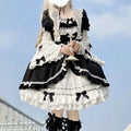 Lolita Dress OP White Night Aurora - Detachable Sleeves Korean Bow Lace Dress, Sweet Gothic Aristocrat Jumper Skirt, Kawaii Cosp