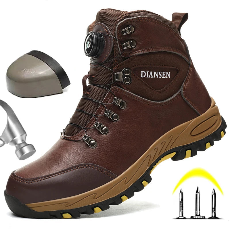 IRONGUARD - Men's Safety Work Shoes - Steel Toe, Puncture-Proof, Waterproof, Rotating Button
