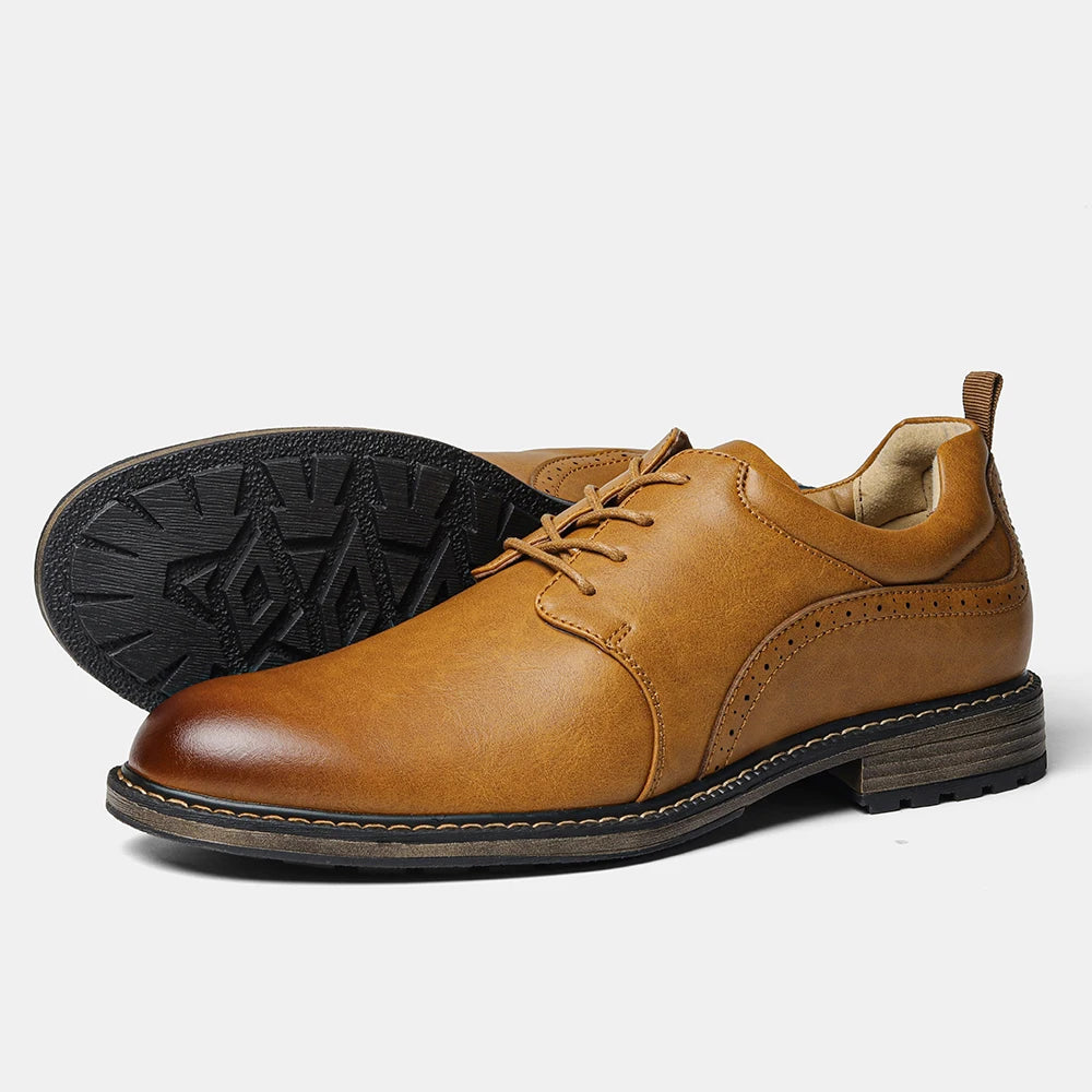 Men's Lace-Up Derby Shoes - Casual Faux Leather EU 40-46