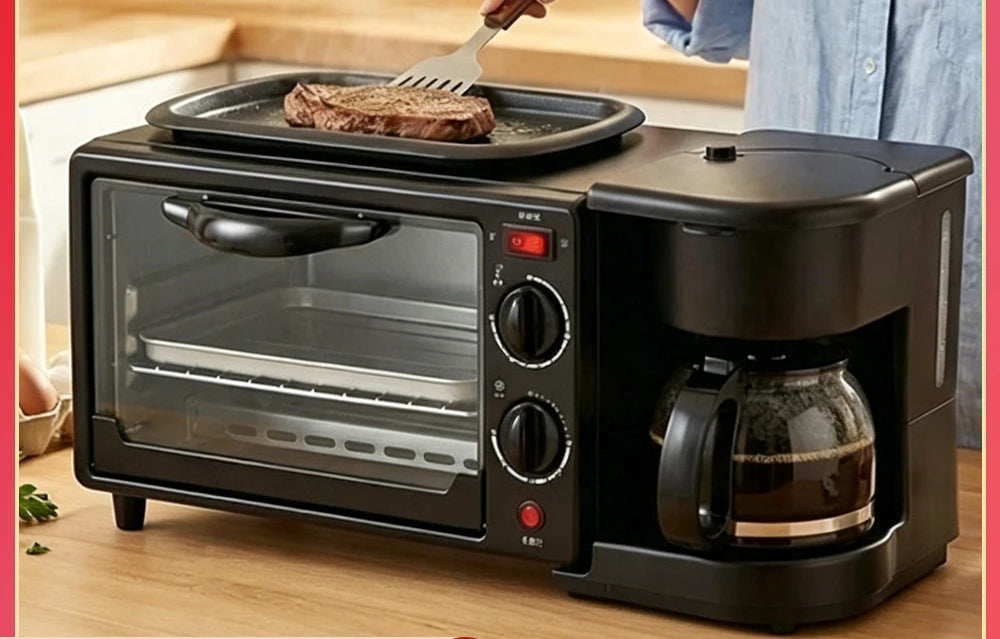3 in 1 Breakfast Maker – 9L Oven Coffee Maker Frying Pan