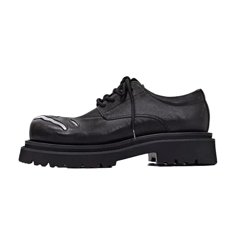 ROUND CRAFT - Genuine Leather Round Toe Derby Shoes - Thick Sole, Office Ready