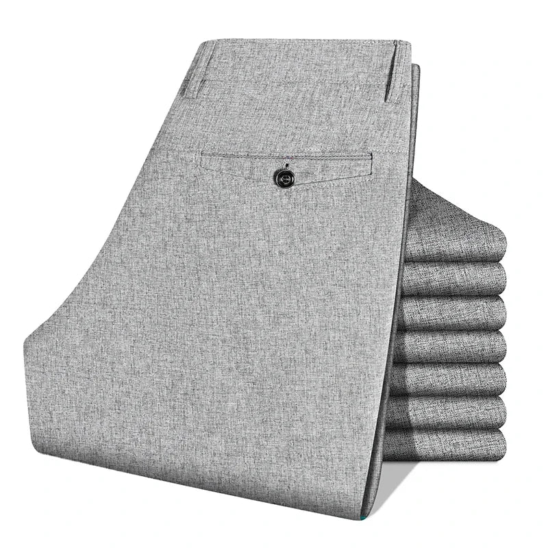 LINEN EASE - Men's Office Straight Pants - Elastic Waist, Wrinkle Resistant, 4 Colors