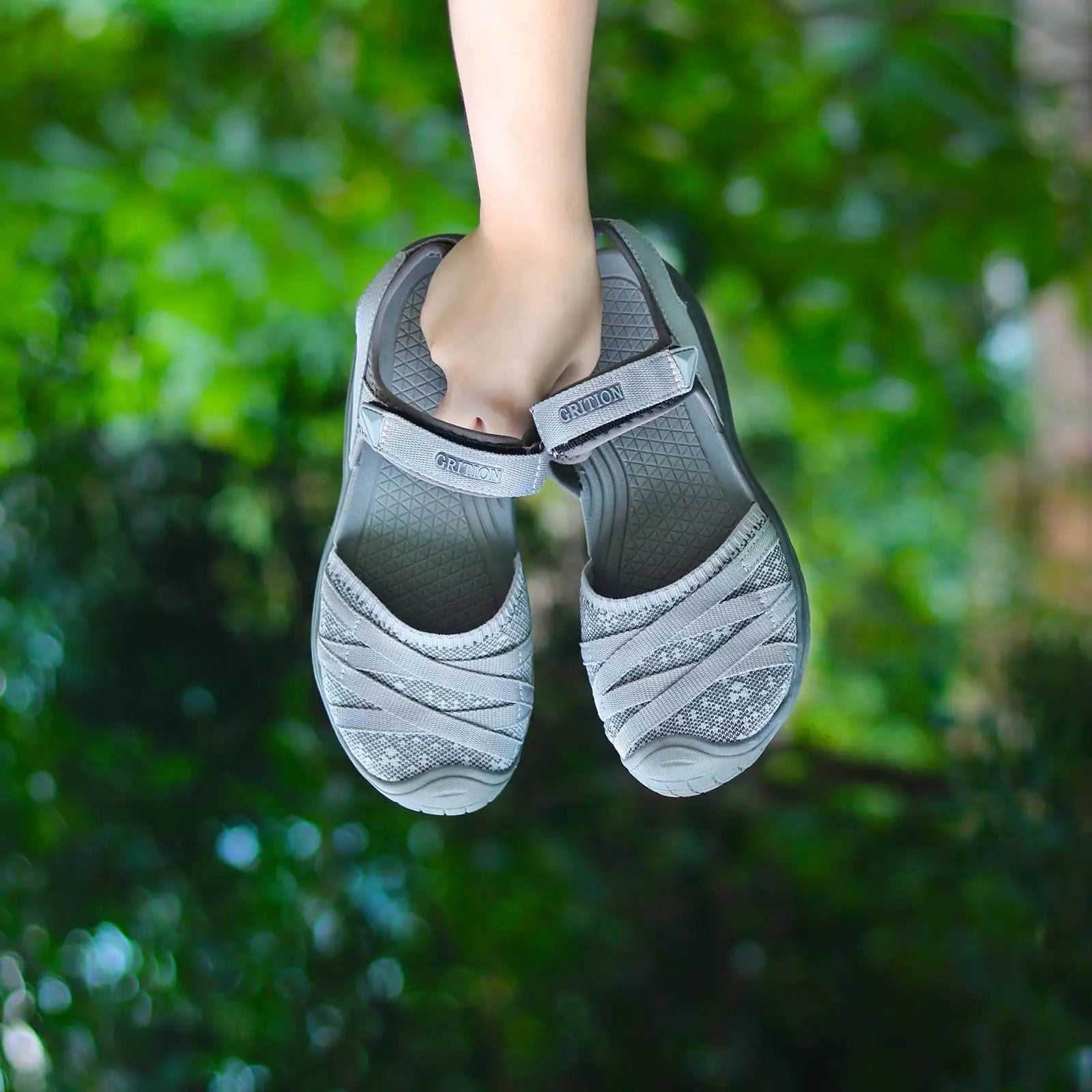 GRITION Women Sandals Casual Outdoor Shoes Closed Toe Flat Heels Elastic Fabric New Fashion 36-41 Ladies Trekking Hiking Sandals