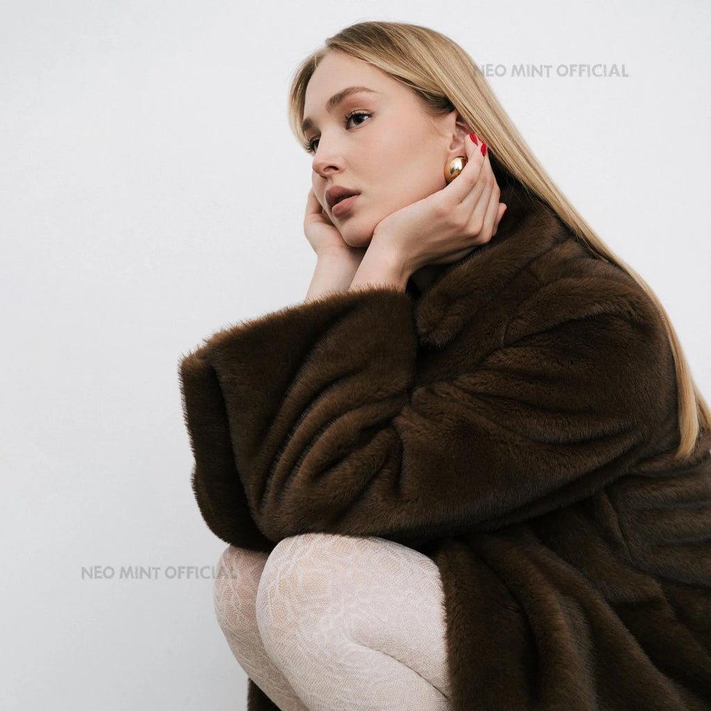 Neo Mint Faux Mink Fur Coat - Crystal Hooks X-Long