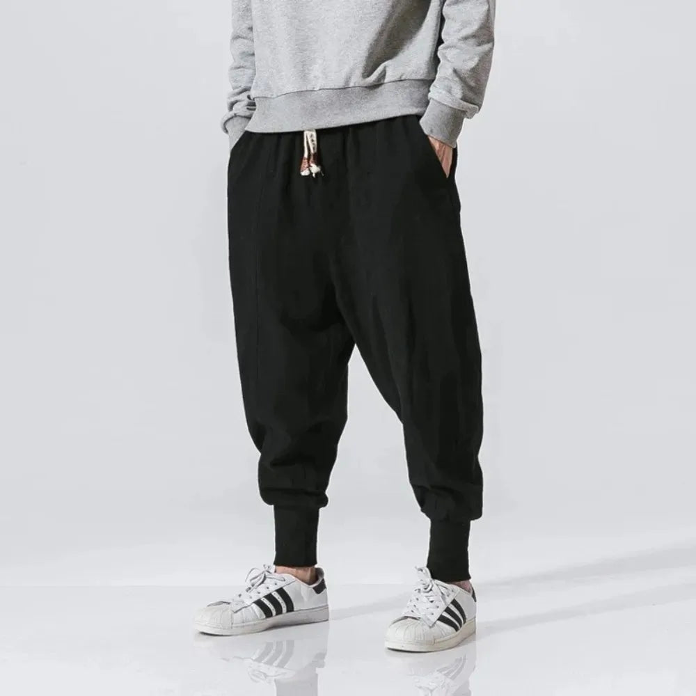 Men's Cotton Linen Harem Pants - Baggy Joggers - Streetwear Comfort All Year