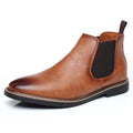 Men's PU Leather Chelsea Boots - Retro Pointed Toe Slip-On Waterproof Ankle Boots