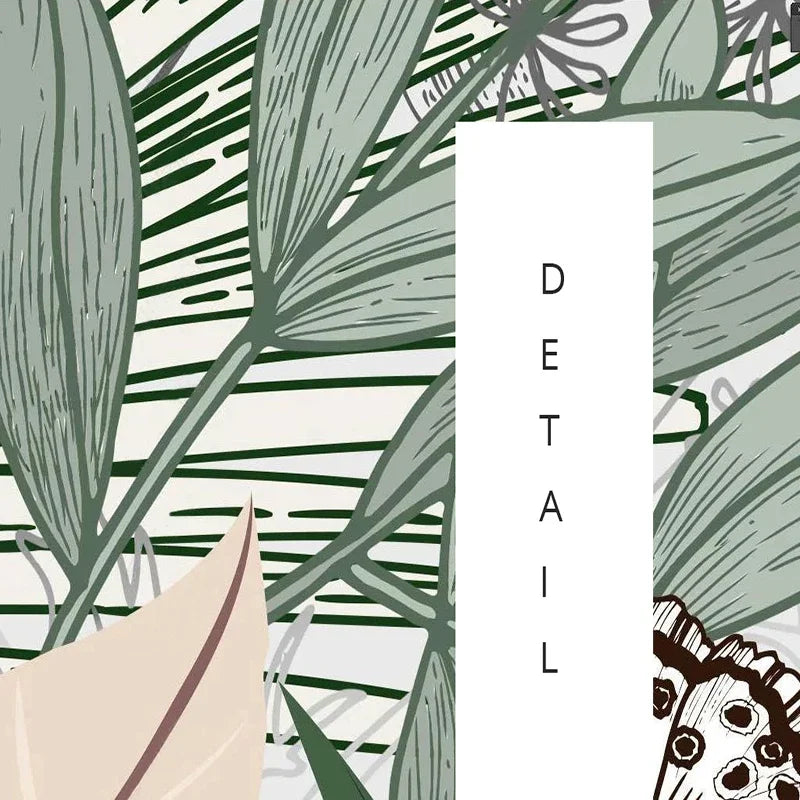 TROPICAL MURAL WALLPAPER - Custom Size - Hand-Painted Foliage