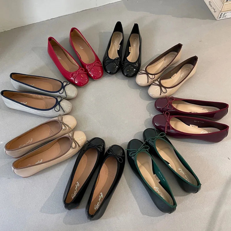 Shallow Women's Soft Round Toe Flats, Slides Footwear, Fashion Butterfly-Knot Women's Ballet Flats, Dance Shoes