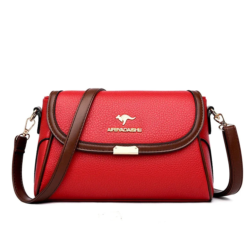 Elegant Small Crossbody Bag - Cream & Brown Messenger