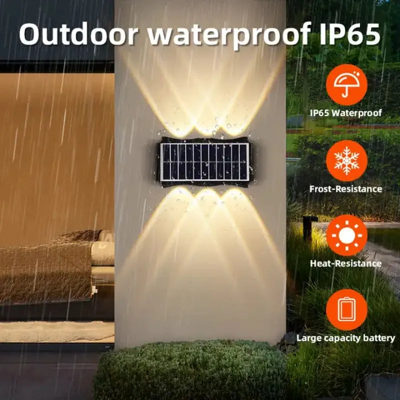 SOLAR WALL LIGHT - Up & Down Glow, RGB or Warm - Weatherproof Decor