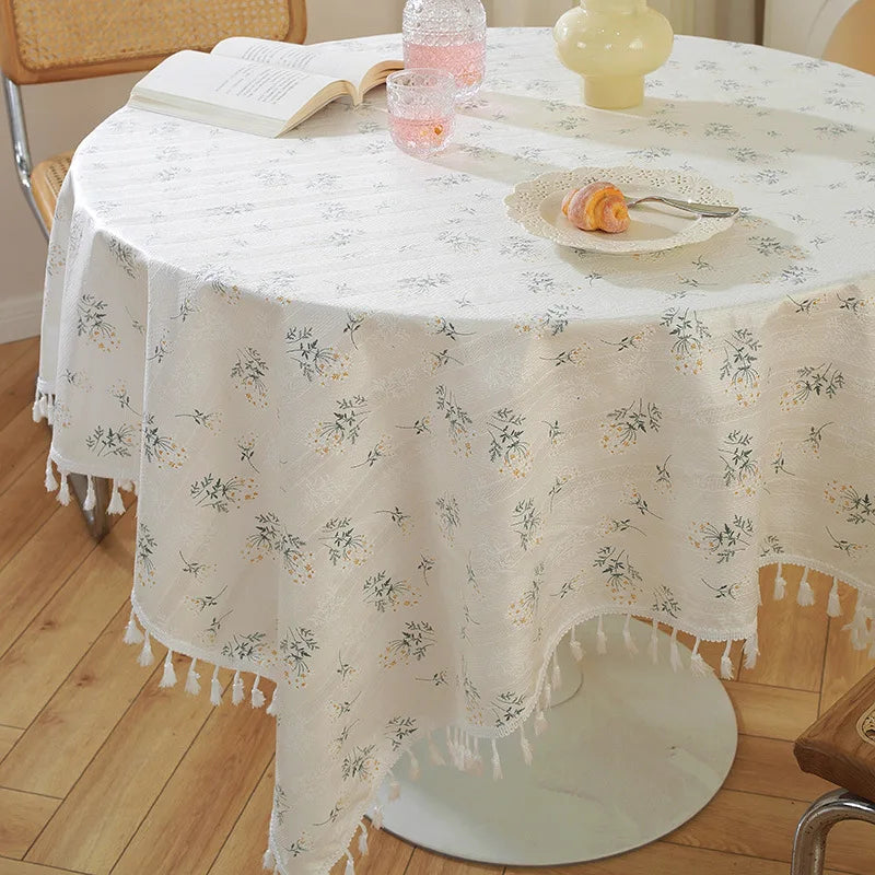 EMBROIDERED FLORAL TABLECLOTH - Cotton, Round & Rectangle, 14 Sizes - Garden Table Mood
