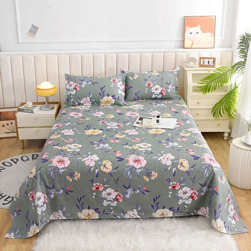 BLOOM FLAT SHEET - Red Flower Printed Bed Sheet - Soft, Vivid & Made to Last