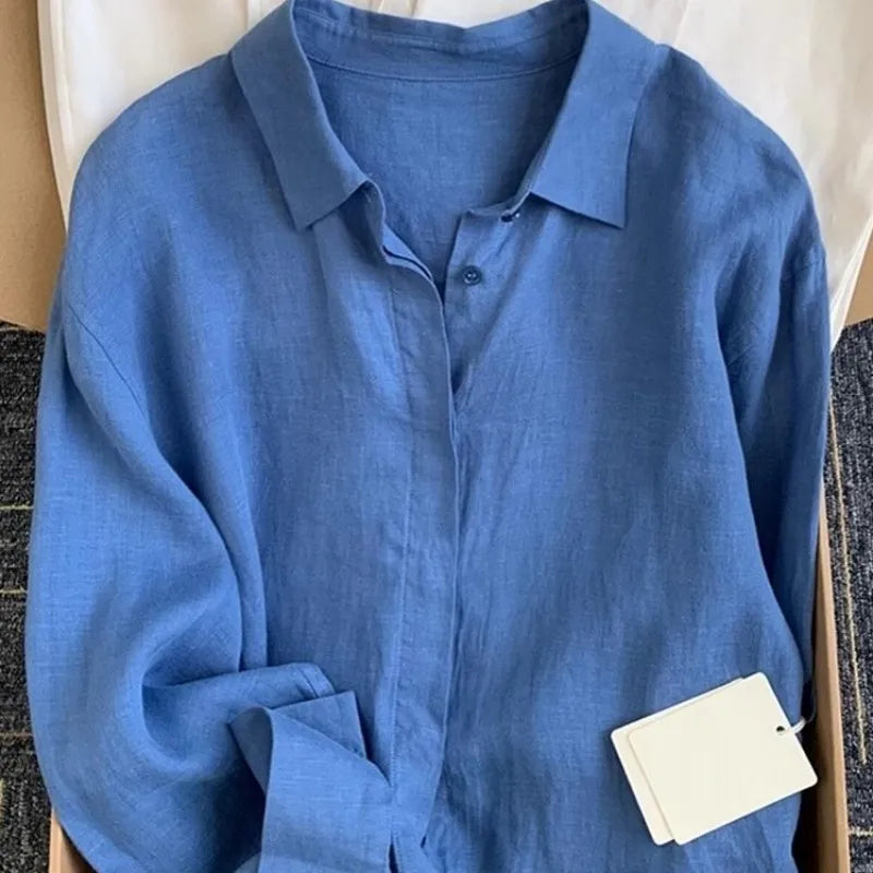 LINEN OFFICE SHIRT WOMEN - Loose Fit, Long Sleeve, 4 Colors - Clean Days