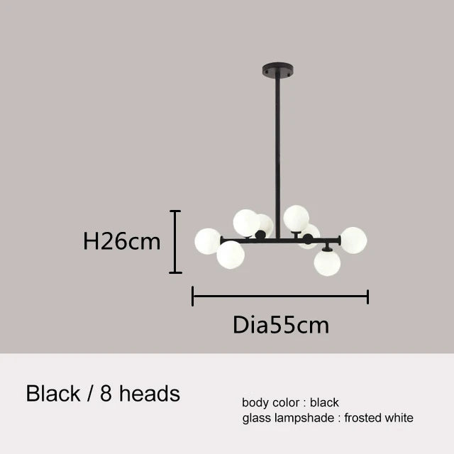 Glass Ball Chandelier – Gold/Black, 8–45 Heads, Scandinavian