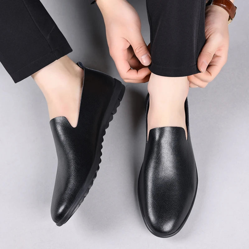 Men's PU Leather Slip-On Loafers - Lightweight Breathable Summer Casual EU 40-46